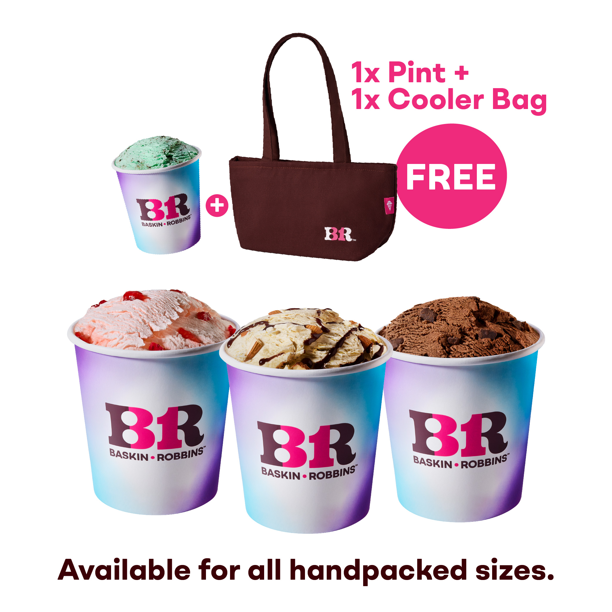 Buy 3 Handpacked Free 1 Pint + 1 Cooler Bag